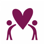 Deep Purple Icon of two people holding a heart